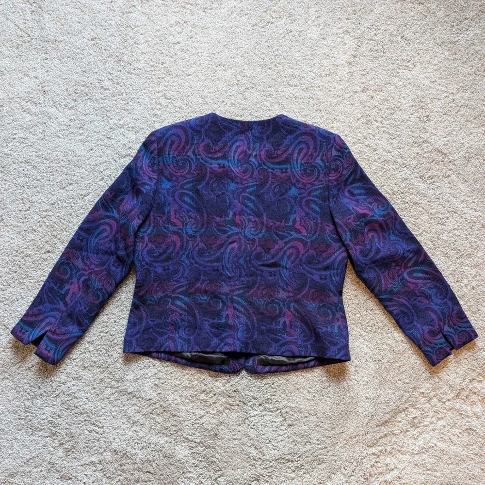 Vintage Pendleton Purple paisley Women's Blazer Jacket 12 100% Virgin Wool‎